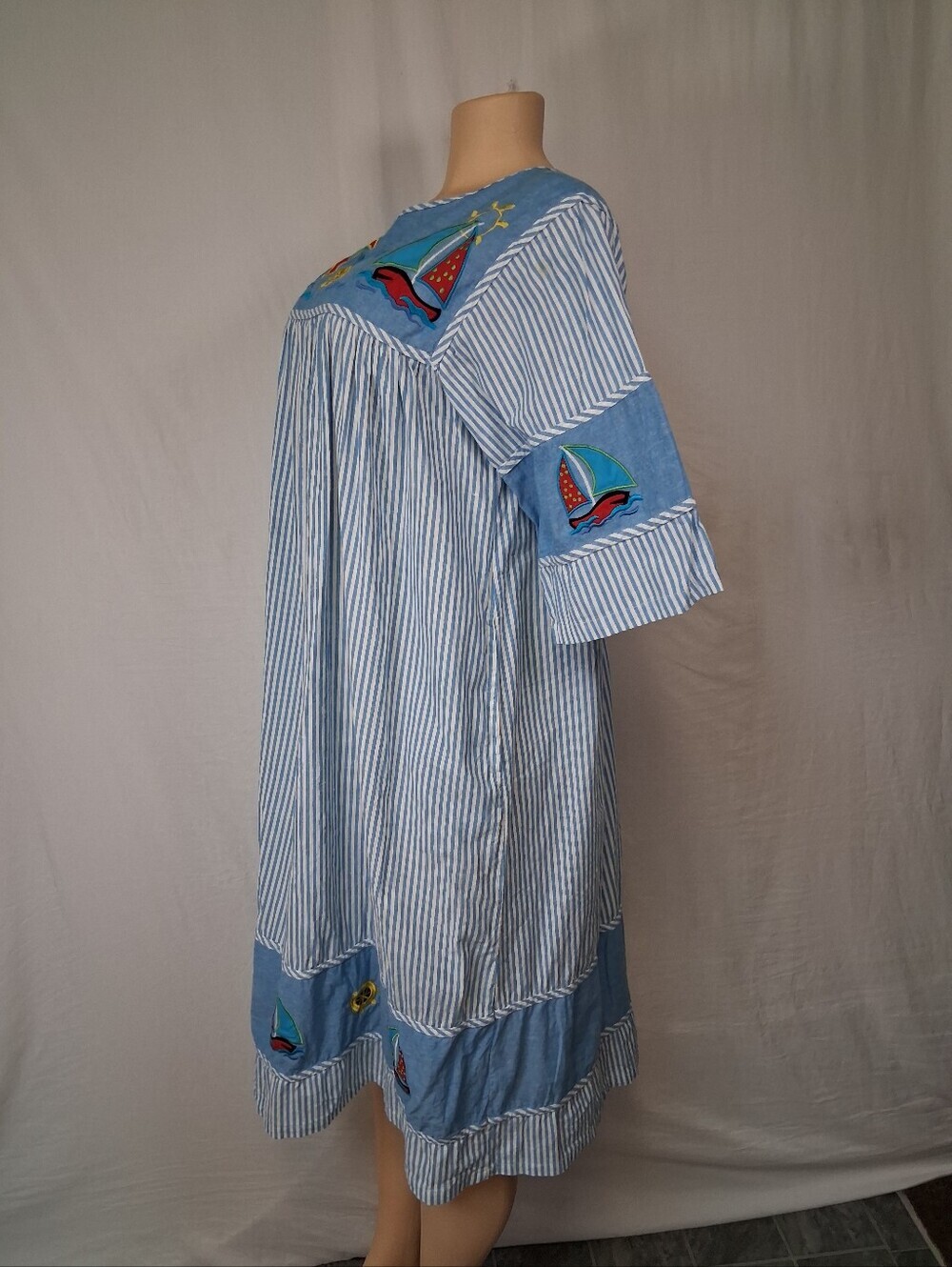 Woman Within Blue and White Striped Cotton Top Size M - Picture 13 of 17